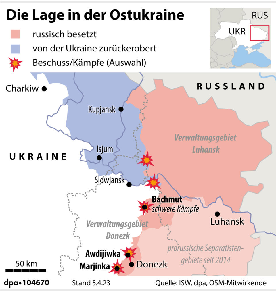 "Russlands Angriff auf die Ukraine (Aktualisierung)"; Grafik: P. Massow; Redaktion: B. Schaller