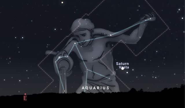 <p>Stellarium</p> Look to the eastern horizon a bit before 4 a.m. EDT on May 6 for some Eta-Aquariids