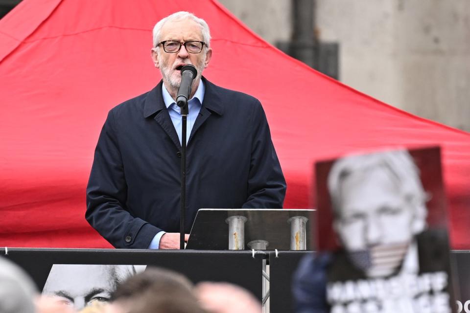 Jeremy Corbyn spoke in support of Assange ahead of the hearing (Getty)