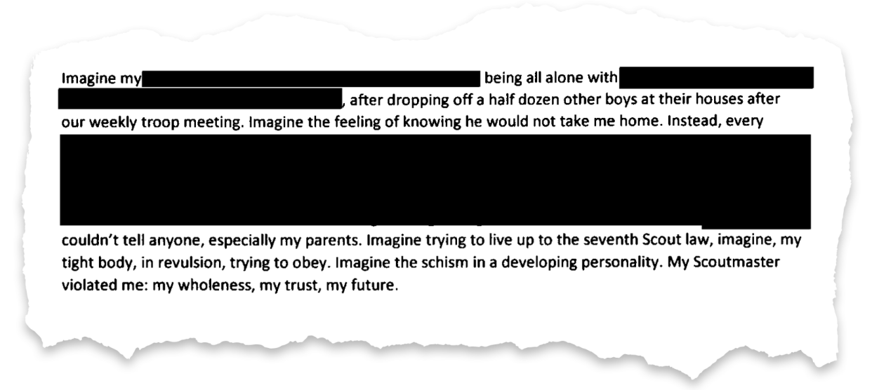 Redacted letter from the Boy Scouts bankruptcy case.