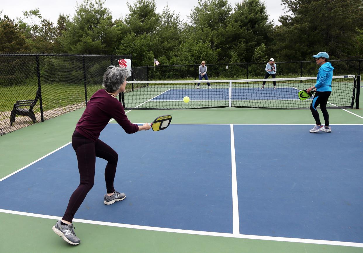 York Paddle Tennis and PickleBall Club members enjoy some competition on the courts at Mill Lane in York May 31, 2022.