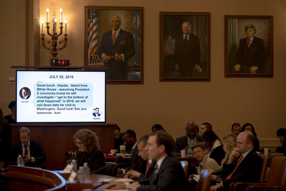 Daniel Goldman, Democratic counsel to the Intelligence Committee, and Stephen Castor, Republican counsel to the Judiciary and Intelligence Committee, testify at the House Judiciary Committee hearing on the impeachment inquiry at the Longworth House Office building on Capitol Hill in Washington, D.C., on Dec. 9, 2019. | Gabriella Demczuk for TIME