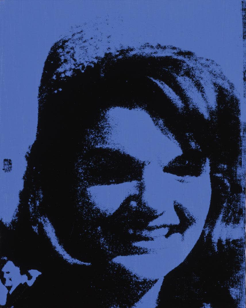 This image supplied by the Salvador Dali Museum and The Andy Warhol Foundation for the Visual Arts, shows Andy Warhol’s “Jackie, 1964,” one of a number of Warhol artworks going on display at the Dali Museum in St. Petersburg, Fla., beginning Jan. 18. The show called “Warhol: Art. Fame. Mortality,” includes works on loan from the Warhol Museum in Pittsburgh. Dali, known for his surrealist art, and Warhol, famed for his pop art, knew each other and captivated the public with their sometimes controversial works. (AP Photo/Andy Warhol Foundation for the Visual Arts)