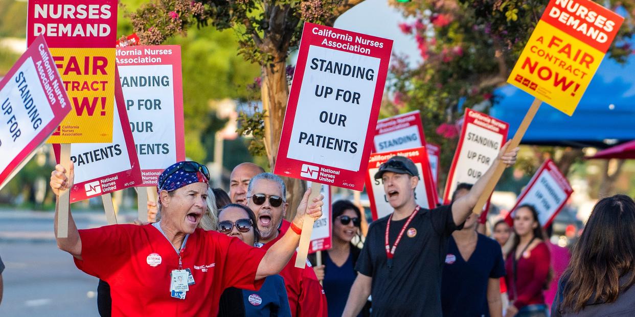 Striking workers, nurses