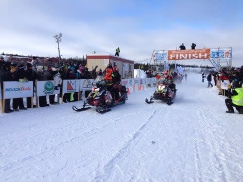 Cain's Quest sees snowmobile teams traversing Labrador by snow and ice, but a warming climate is making the usual routes riskier. (Lindsay Bird/CBC - image credit)