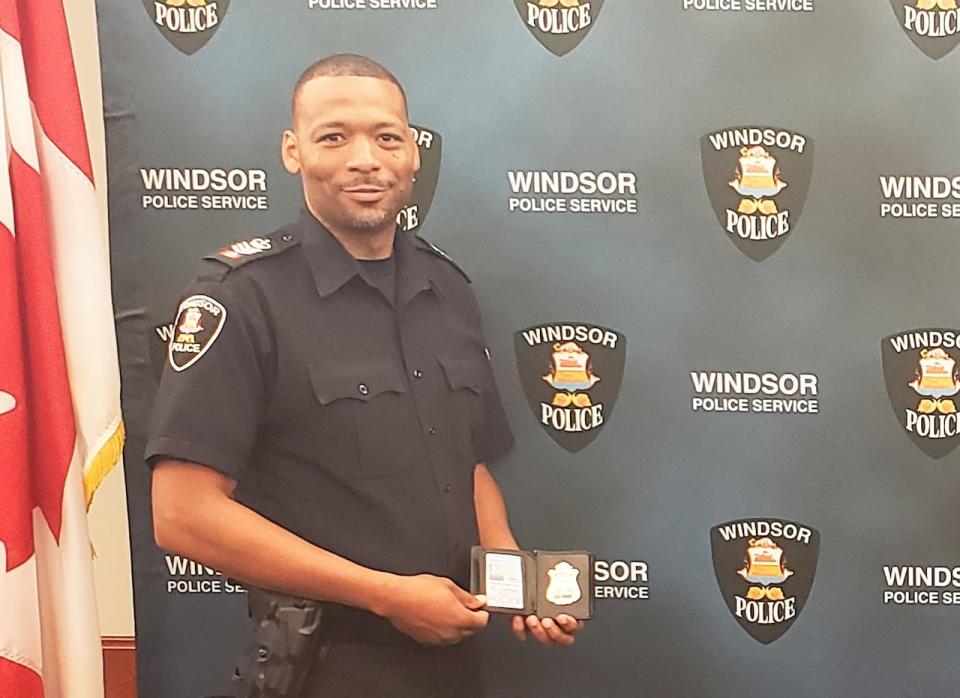 Ed Armstrong of the Windsor Police Service upon his promotion to the rank of Staff Sergeant in 2020. (Windsor Police Service - image credit)