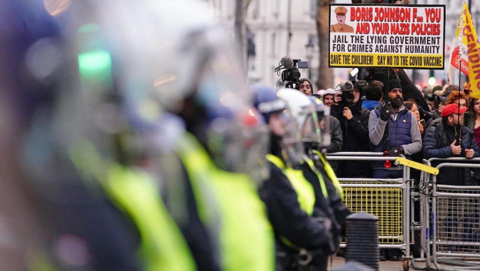 A few officers suffered ‘minor injuries’, the Metropolitan Police said (Ian West/PA) (PA Wire)