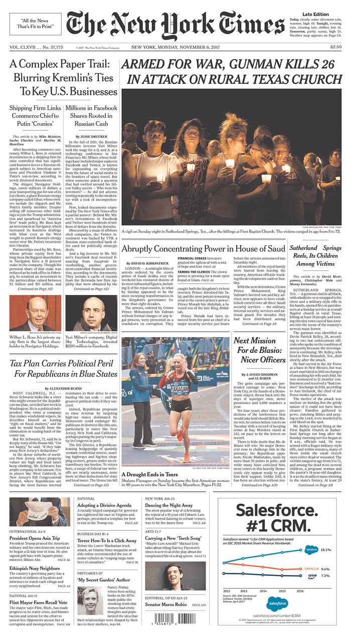 <p>THE NEW YORK TIMES<br> Published in New York, N.Y. USA. (newseum.org) </p>
