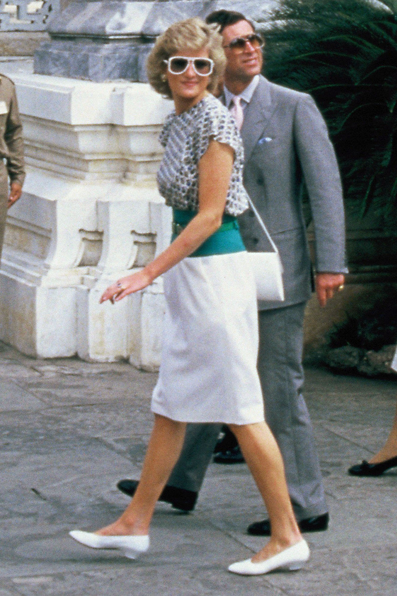 <p>Here's Diana showing the power of white sunglasses. If you're feeling all summery white accessories feel fresher than a dip in the North Pole.</p>