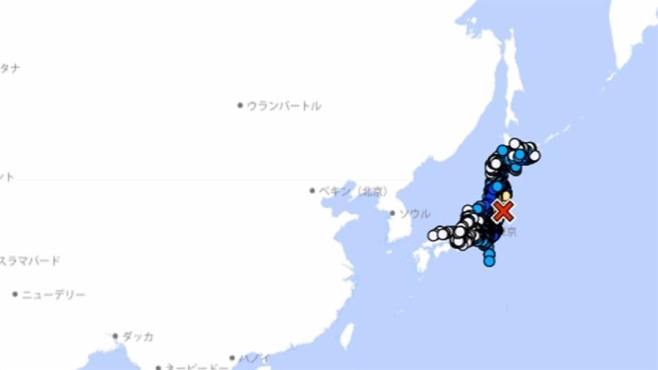 316福島發生規模7.3的大地震。（圖／翻攝自日本氣象廳）