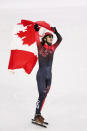 <p>Samuel Girard of Canada celebrates after winning the gold medal during the Short Track Speed Skating Men’s 1000m Final A on day eight of the PyeongChang 2018 Winter Olympic Games at Gangneung Ice Arena on February 17, 2018 in Gangneung, South Korea. (Photo by Richard Heathcote/Getty Images) </p>