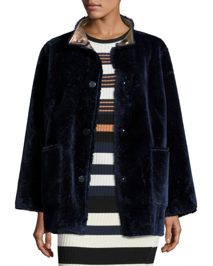 Sasha Obama's show-stealing faux fur coat. (Photo: Neiman Marcus