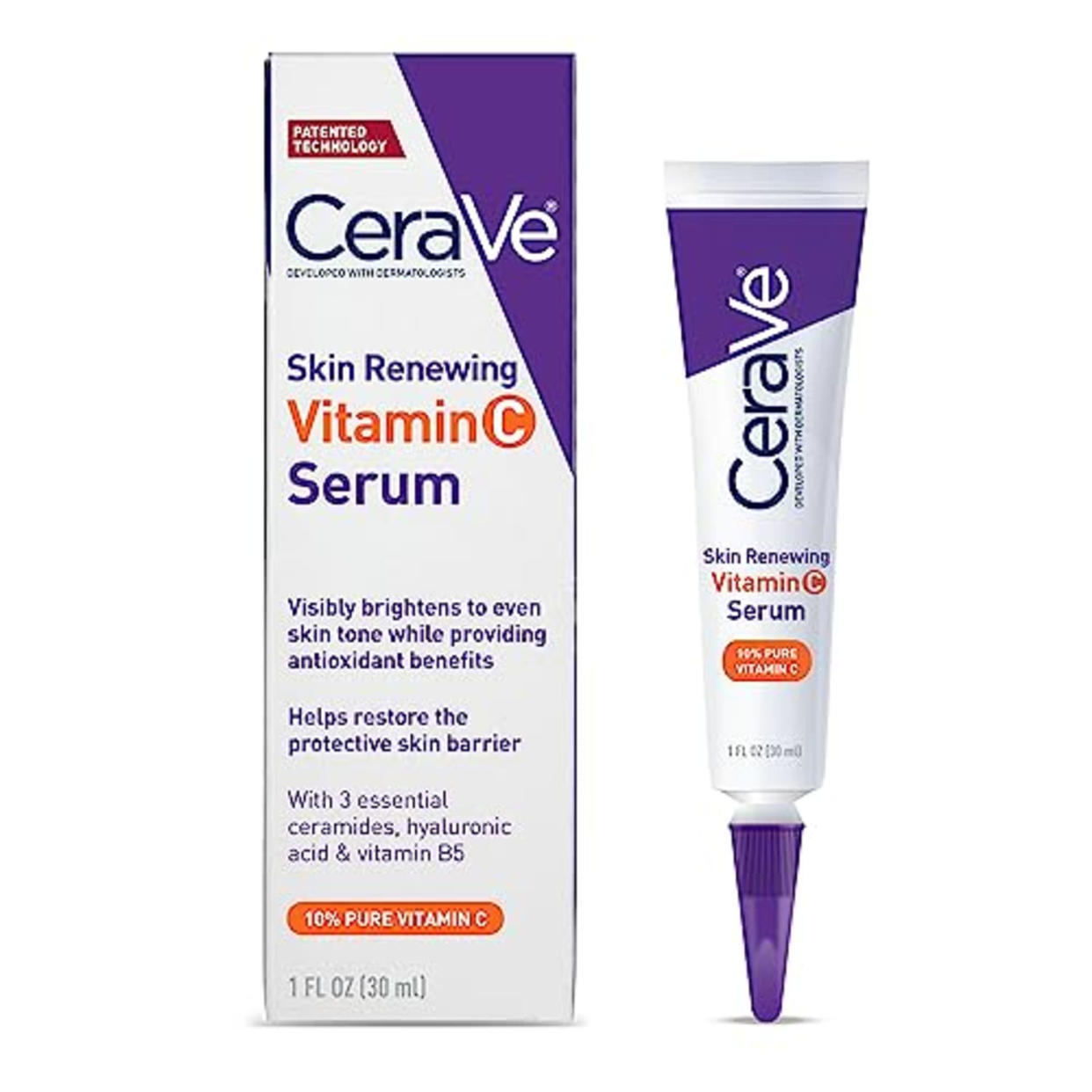 CeraVe Vitamin C Serum with Hyaluronic Acid | Skin Brightening Serum for Face with 10% Pure Vitamin C | Fragrance Free | 1 Fl. Oz (AMAZON)