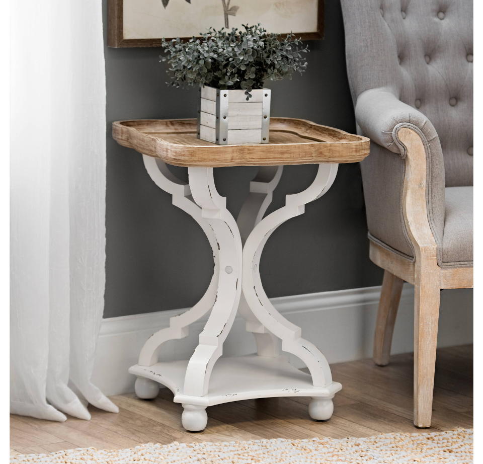 <p><a href="https://go.redirectingat.com?id=74968X1596630&url=https%3A%2F%2Fwww.walmart.com%2Fip%2FCOZAYH-Rustic-Farmhouse-Cottage-core-Accent-End-Table-Natural-Tray-Top-Side-Table-Nightstand-Family-Dining-Living-Room-Small-Spaces-Handcrafted-Finis%2F749955515&sref=https%3A%2F%2Fwww.thepioneerwoman.com%2Fhome-lifestyle%2Fdecorating-ideas%2Fg43216159%2Fwalmart-farmhouse-style-furniture%2F" rel="nofollow noopener" target="_blank" data-ylk="slk:Shop Now;elm:context_link;itc:0;sec:content-canvas" class="link ">Shop Now</a></p><p>Rustic Farmhouse Accent Table</p><p>walmart.com</p><p>$84.99</p><span class="copyright">Hearst Owned</span>