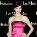 <b>Anne Hathaway at the Les Miserables premiere in Paris, Feb 2013 </b><br><br>The star looked stunning with peachy coloured lips and defined eyes.<br><br>© Getty