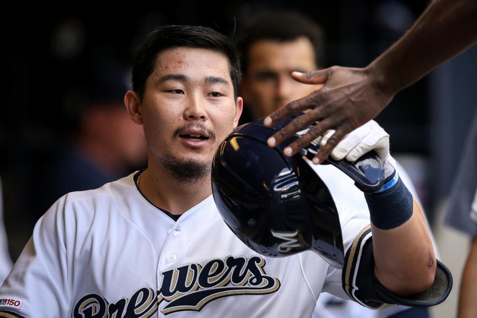 Brewers standout rookie Keston Hiura could miss the rest of the regular season with a hamstring injury. (Photo by Dylan Buell/Getty Images)
