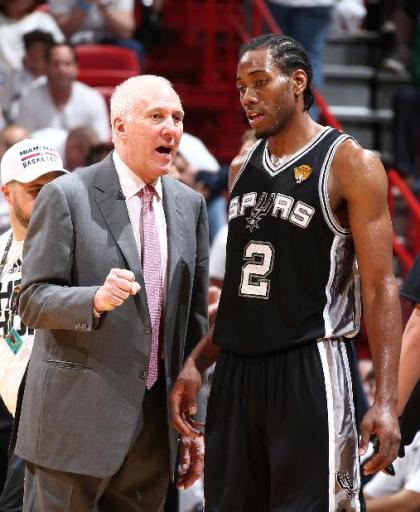 Spurs coach Gregg Popovich urged Kawhi Leonard to be more aggressive in Game 3. (NBAE/Getty Images)