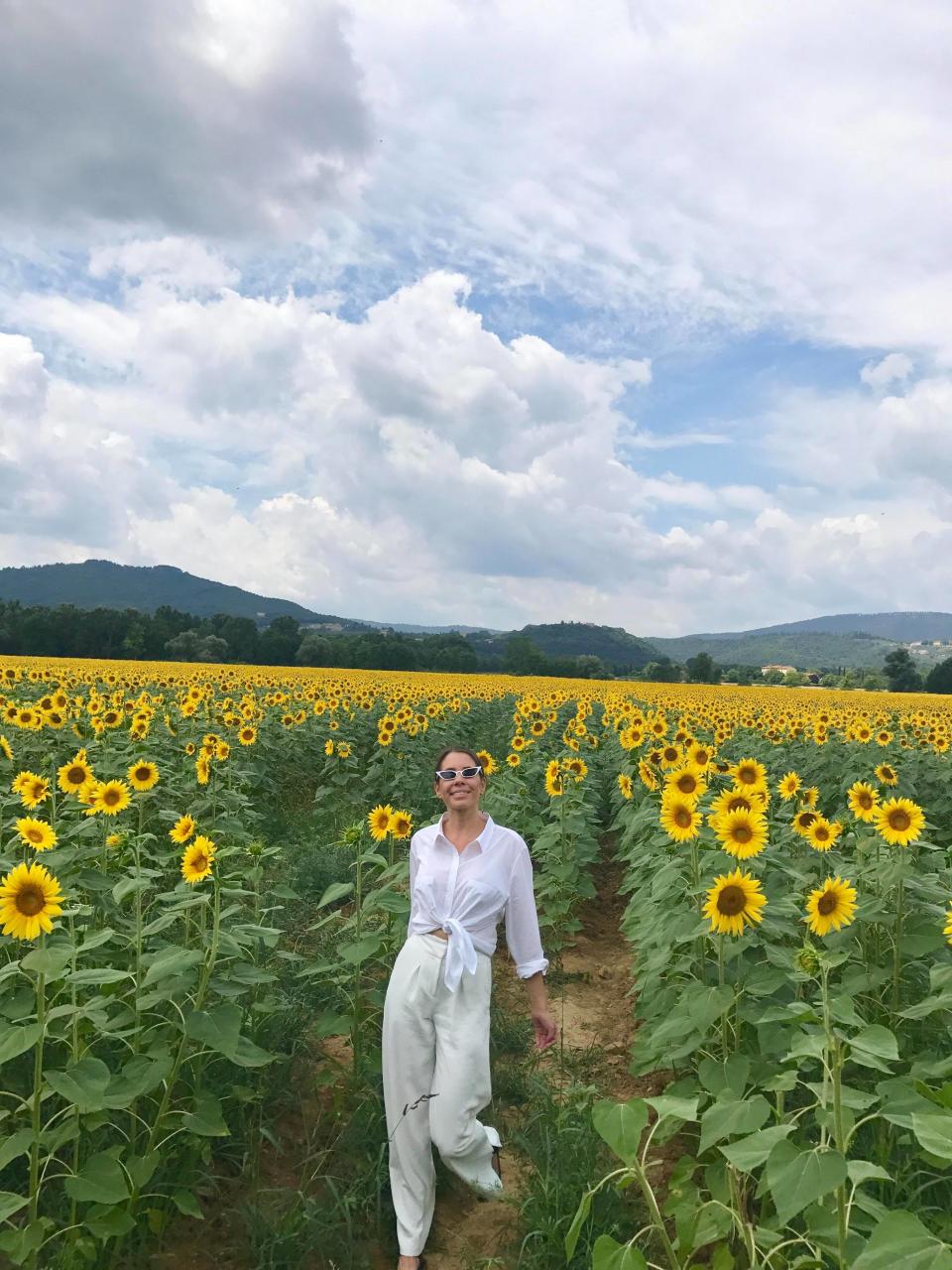 The sunflower field close to Sovicille has a safe spot to pull your car over. Photo: Yahoo Australia