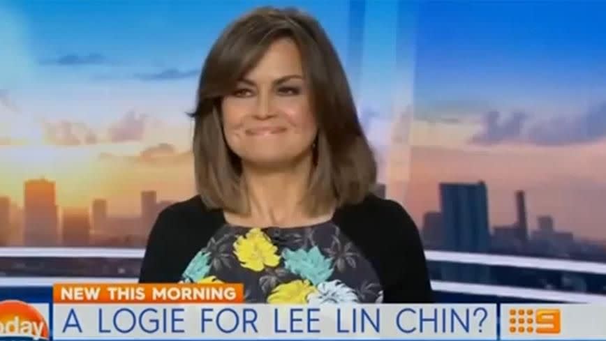 Lisa Wilkinson jokes about not being nominated for Gold on TODAY. Photo: Channel 9