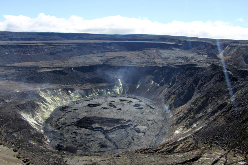 FILE - This Aug. 13, 2021 photograph provided by the U.S. Geological Survey shows the crater of Kilauea volcano on Hawaii's Big Island in Hawaii National Park, Hawaii. U.S. scientists declared Tuesday, Dec. 13, 2022, that two active Hawaii volcanoes — one where lava destroyed hundreds of homes in 2018 and another where lava recently stalled before reaching a crucial Big Island highway — have stopped erupting. (Drew Downs/U.S. Geological Survey via AP, File)