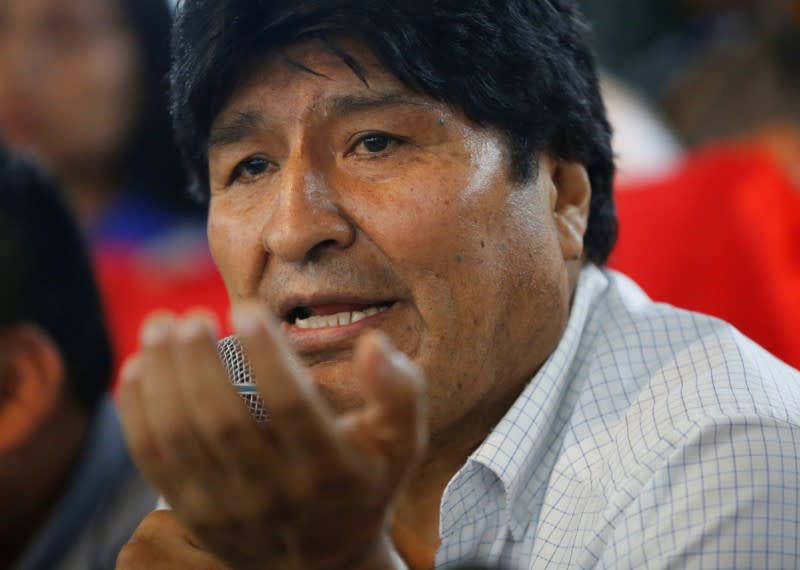 Former Bolivian President Evo Morales speaks during a news conference in Buenos Aires