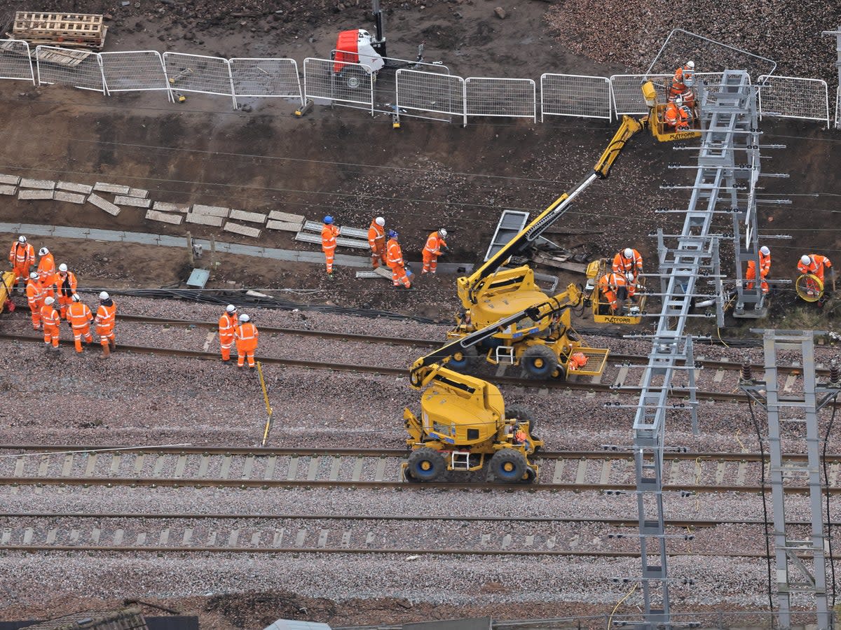 On track: Network Rail engineers at Carstairs in southern Scotland in March 2023 (Network Rail Scotland)