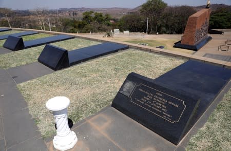 Grave of Sarah Francesca "Sally" Mugabe, the first wife of Robert Mugabe is seen next to two un-occupied graves at the National Heroes Acre in Harare