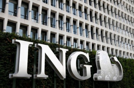 FILE PHOTO: The logo of ING bank is pictured at the entrance of the group's main office in Brussels, Belgium  September 5, 2017. REUTERS/Francois Lenoir/File Photo