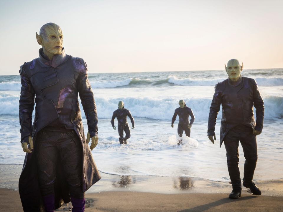 Talos and three Skrulls in "Captain Marvel."