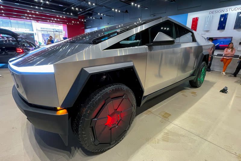 Tesla Cybertruck on display at Tesla store in California