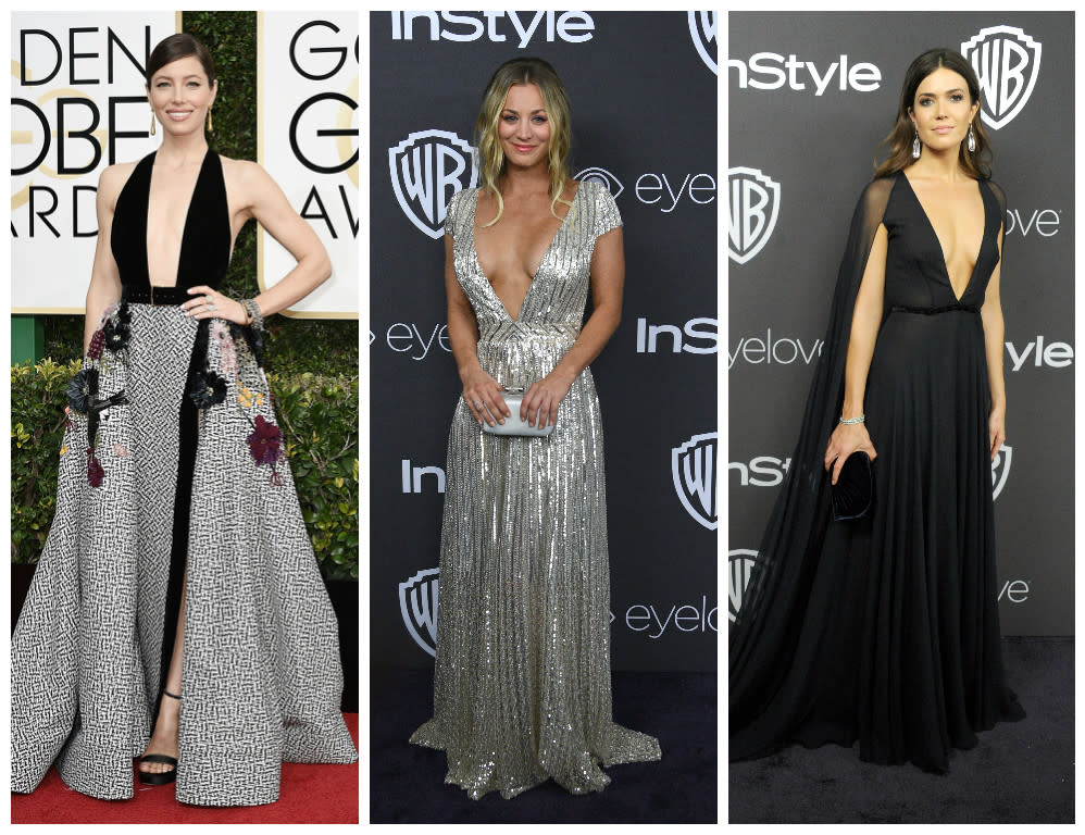 Plunging necklines were an unexpectedly big deal at the Golden Globes