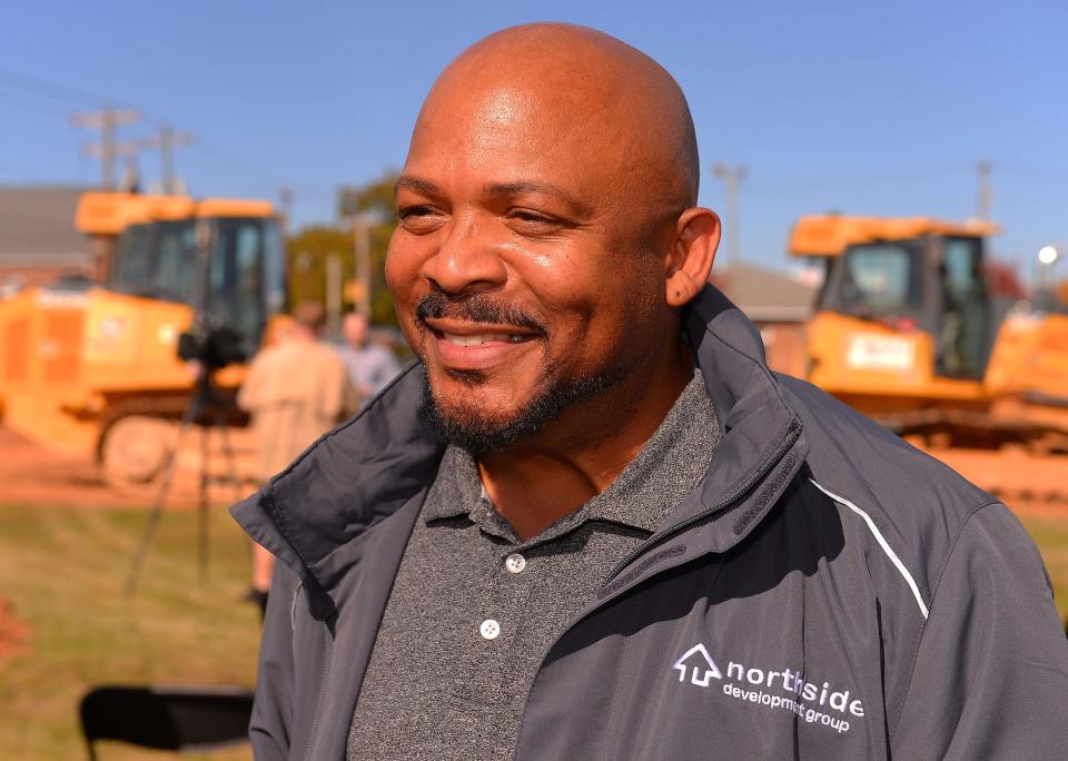 A groundbreaking ceremony was held for The Hub, at the new space along N. Church Street in Spartanburg, Wednesday, November 10, 2021. Tony Thomas, community engagement coordinator with the Northside Development Group and president of the Northside Voyagers.