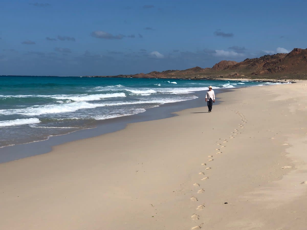 Tony Wheeler, co-founder of Lonely Planet, on the Yemeni island of Socotra (Simon Calder)
