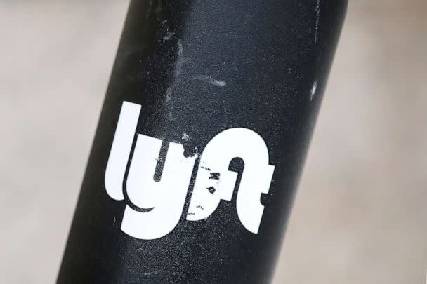 PHOTO: The Lyft  logo is seen on a parked Lyft Scooter in Washington, March 29, 2019. (Brendan Mcdermid/Reuters, FILE)