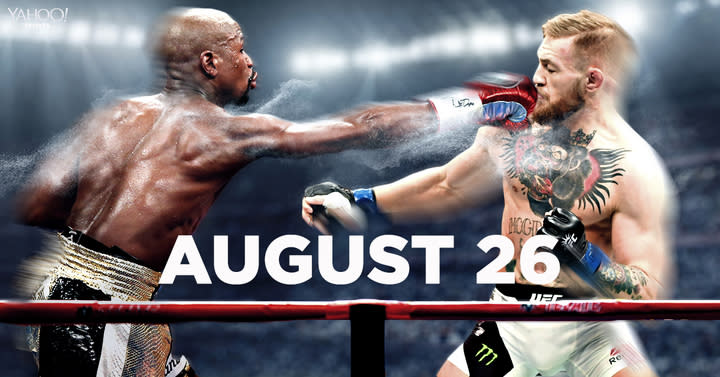 Floyd Mayweather (L) and Conor McGregor will meet in the ring on August 26. (Yahoo Sports illustration)