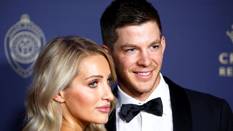 Pictured here, former Australia Test captain Tim Paine and his wife Bonnie. 