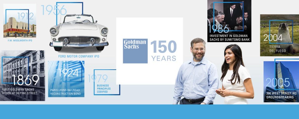 Goldman Sachs 150th anniversary graphic