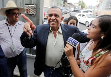 Former Honduras' President Porfirio Lobo arrives at a court where his wife Rosa Elena Bonilla is appearing to face graft charges, in Tegucigalpa