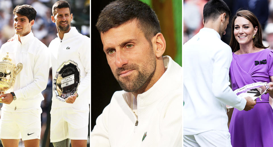 Novak Djokovic, pictured here after the Wimbledon final.