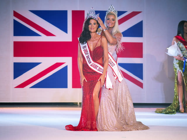 Gina Broadhurst is crowned Miss Great Britain Classic 2022/2023 by Nicoll Moss.  (Given)