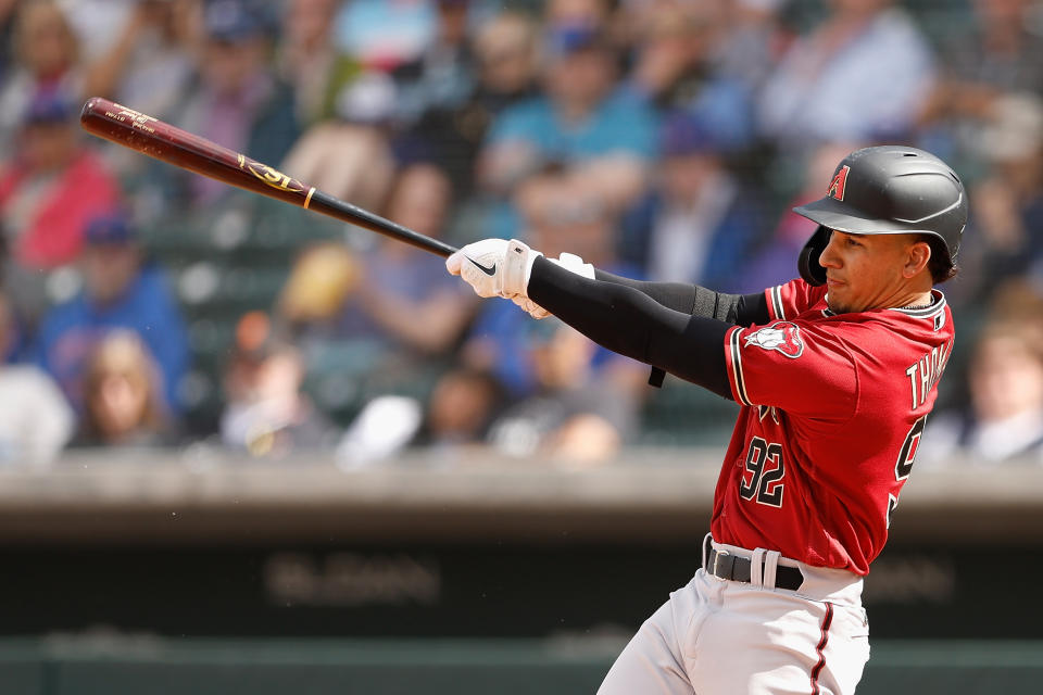 Alek Thomas #92 of the Arizona Diamondbacks has fantasy intrigue