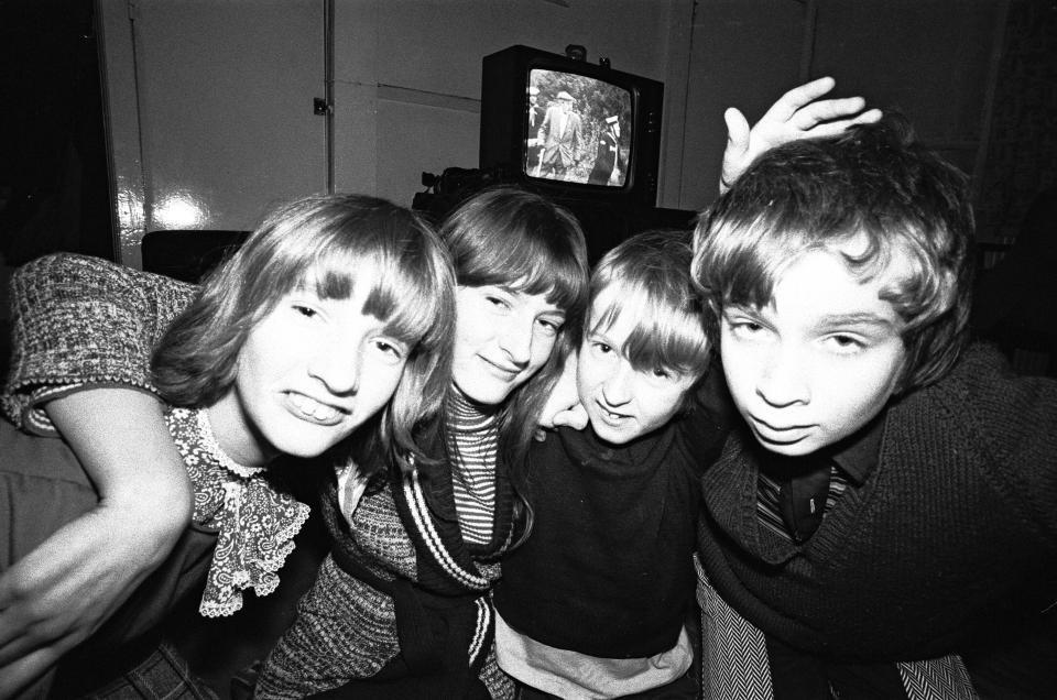 Enfield Poltergeist. Goings on at the Hodgson household in Green Street, Enfield. Janet, Margaret, Billy and Johnny Hodgson. 17th February 1978.