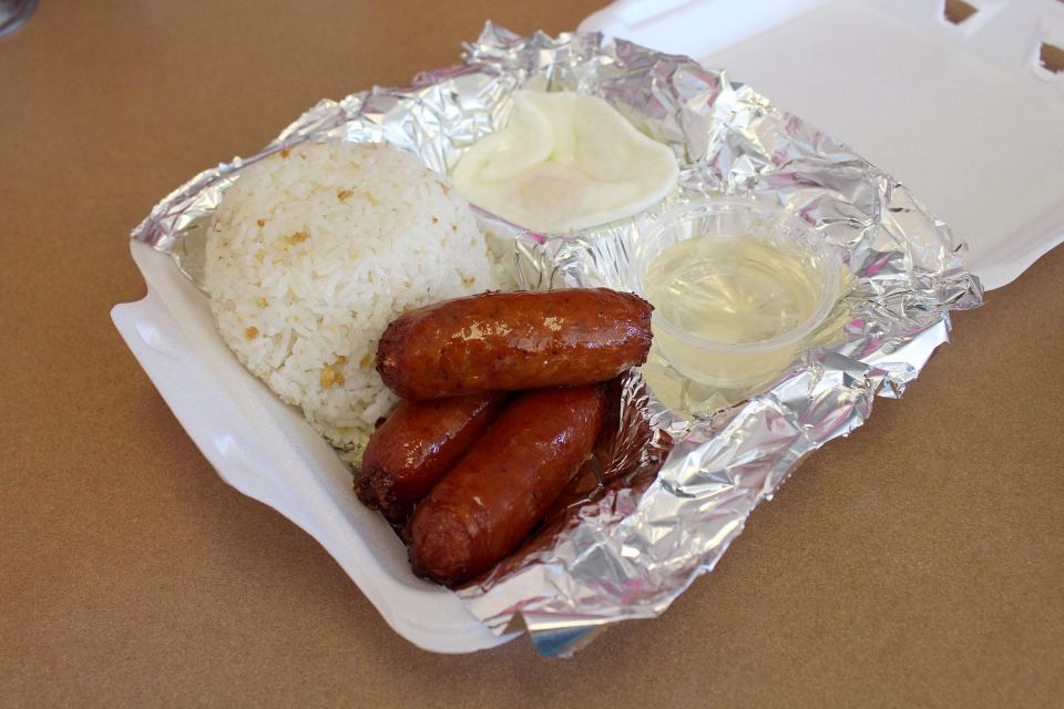 Longsilog with garlic sausage from At My Place Cafe in Mesa on May 9, 2021.