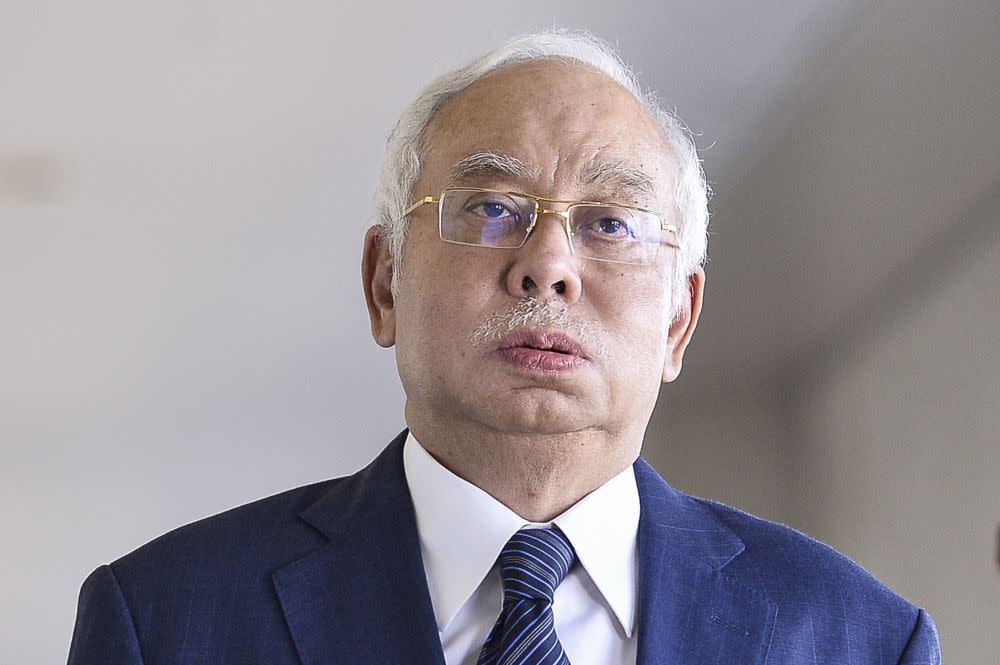 Former prime minister Datuk Seri Najib Razak is pictured at the Kuala Lumpur High Court on January 23, 2020. — Picture by Miera Zulyana