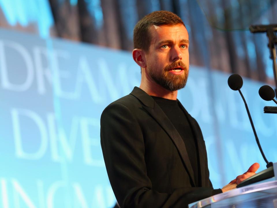 Jack Dorsey speaking into a microphone.