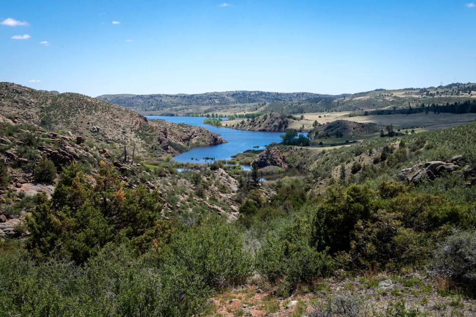 Halligan Reservoir is pictured from the Cherokee State Wildlife Area north of Fort Collins, Colo., on Wednesday, June 8, 2022.