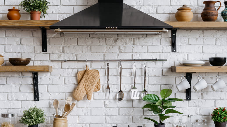 Range hood above stove