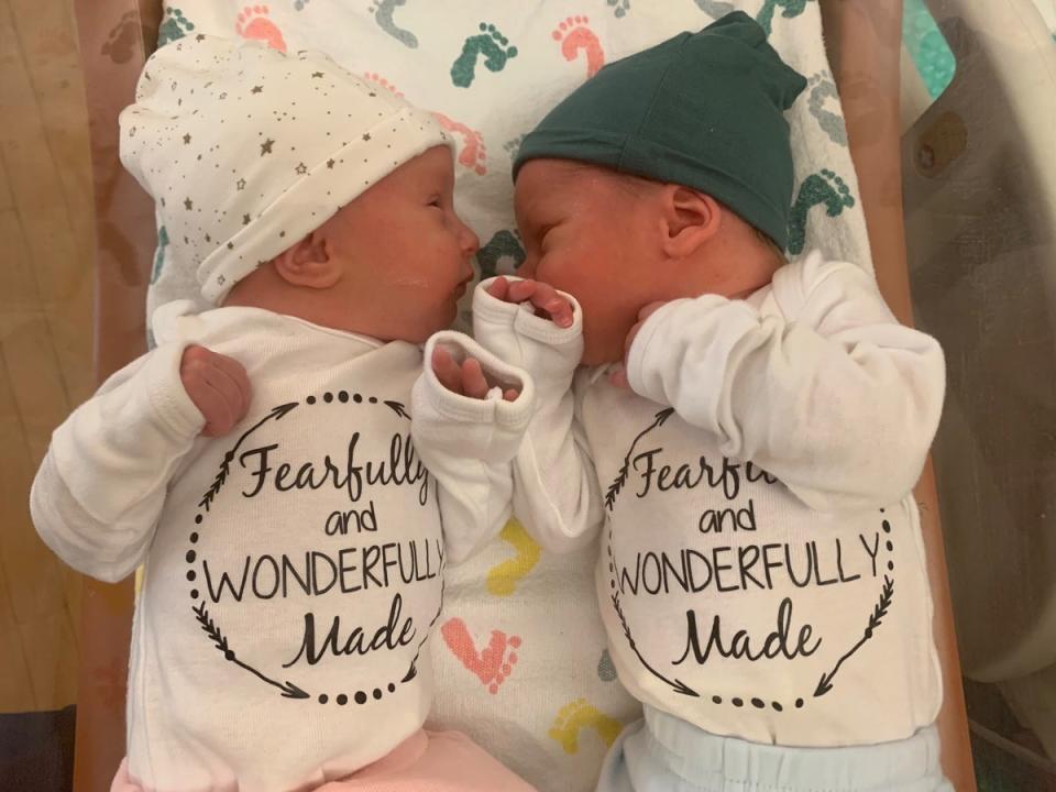 Twins Lydia and Timothy Ridgeway were born on 31 October, 2022 from embryos that were frozen in 1992 (Courtesy of National Embryo Donation Center)