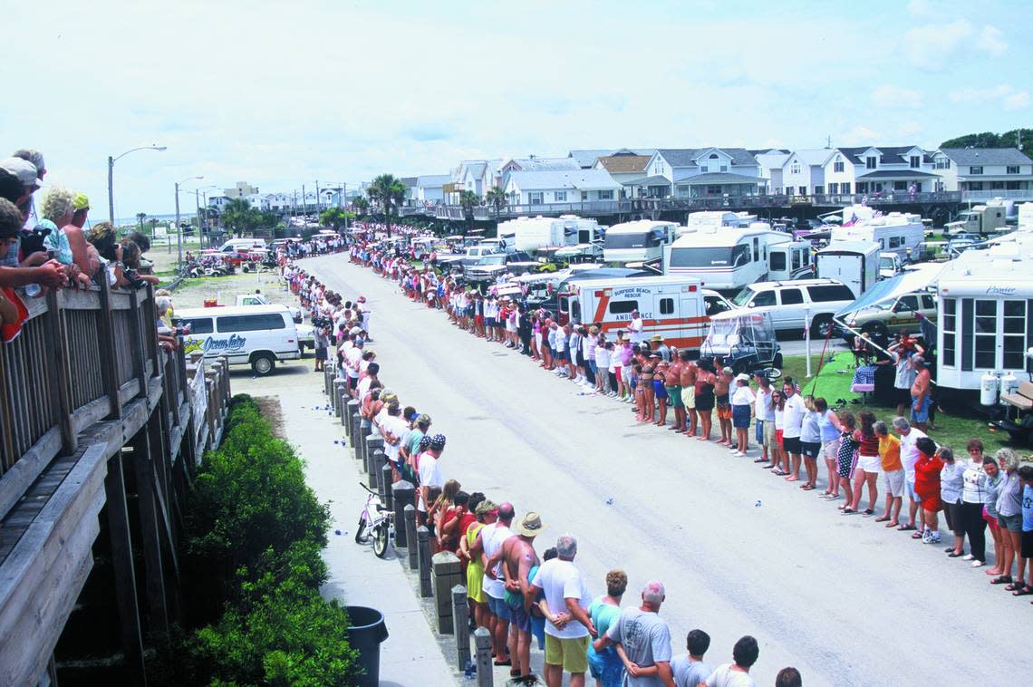 As part of its 30th anniversary celebration in 2001, Ocean Lakes Family Campground attempted to break the world record for largest group hug with 1,277 people participating.