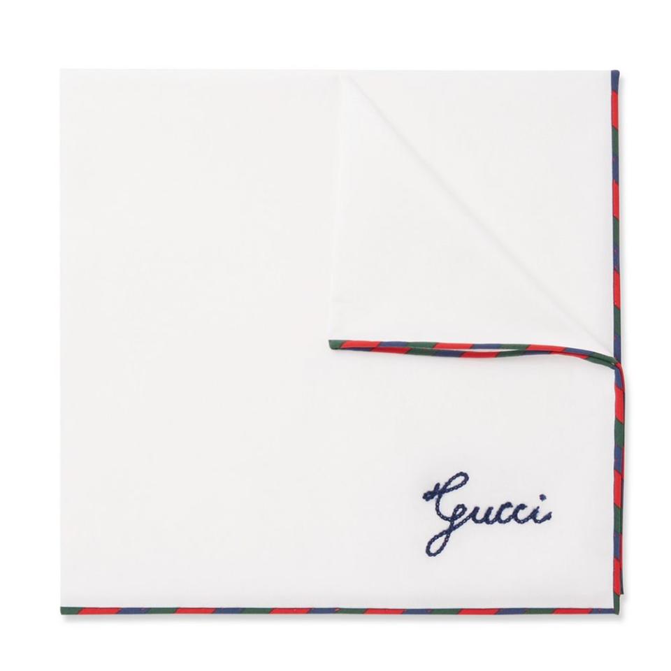 Gucci Embroidered Cotton Pocket Square